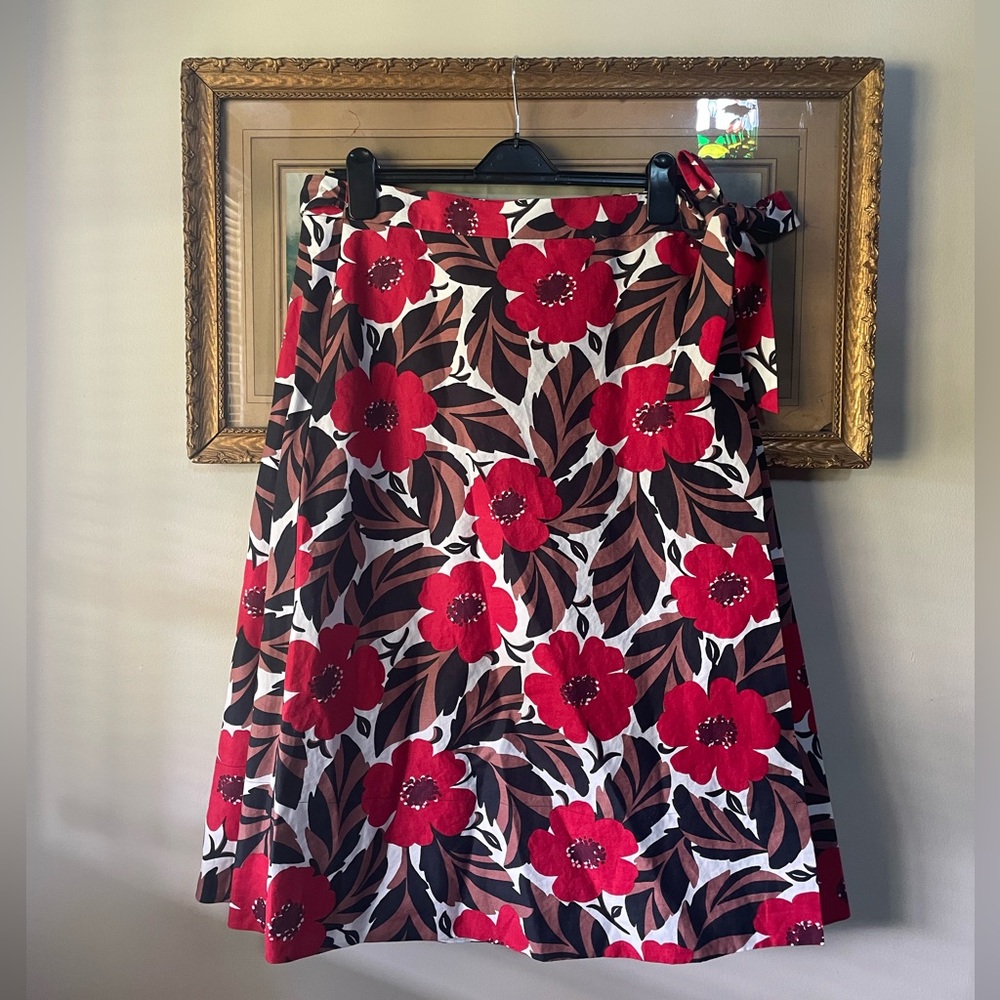 NWT Kate Spade Poppy Fields Wrap Skirt in Lingonberry Red Size 14